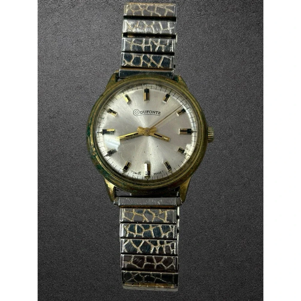 Vintage DuFonte by Lucien Piccard Swiss Watch Gold Tone Two-Tone Band For Parts